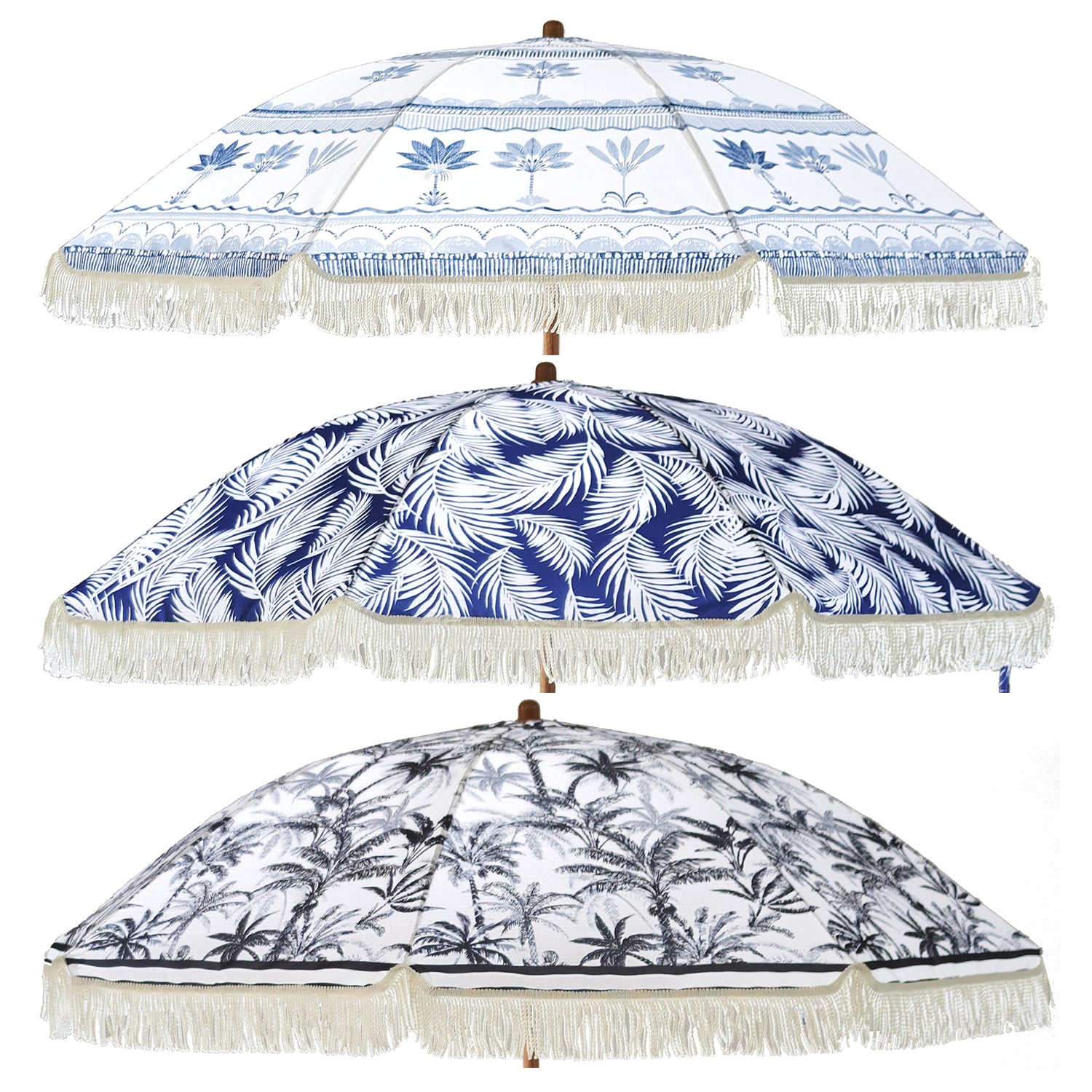VESTIAMO CASA MARE - Ombrellone Mare con Frange e snodo h205 cm diametro 200 cm